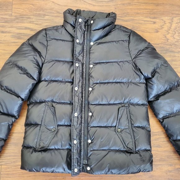 J. CREW Black Shiny Woman's Puffer Jacket -Size Medium - Picture 2 of 6